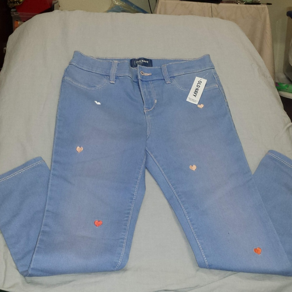 Girls Old Navy Jeans with Embroidered Hearts